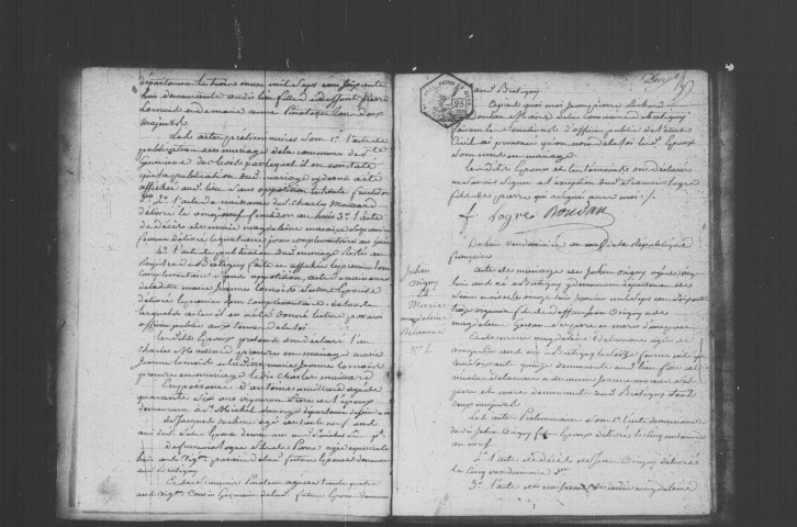 BRETIGNY-SUR-ORGE. Naissances, mariages, décès : registre d'état civil (1800-1807). 