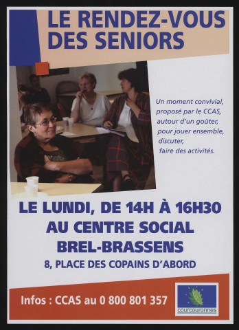 COURCOURONNES.- Le rendez-vous des séniors. Un moment convivial, proposé par le CCAS, autour d'un goûter, pour jouer ensemble, discuter, faire des activités. Le lundi, Centre social Brel-Brassens, 2010. 