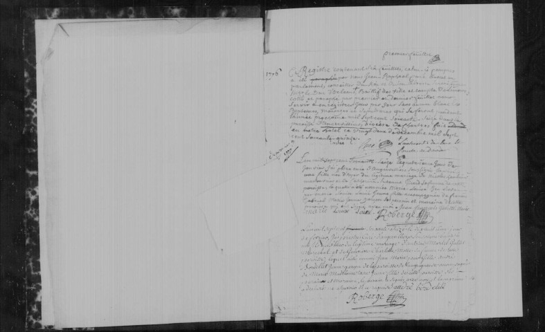 ANGERVILLIERS. Paroisse Saint-Etienne. - Baptêmes, mariages, sépultures : registre paroissial (1776-an III). 