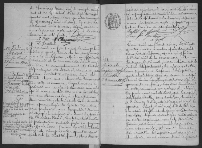 FONTENAY-LE-VICOMTE. - Naissances, mariages, décès : registre d'état civil. 