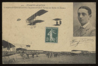 ETAMPES. - Etampes Aviation. L'aviateur Gouguenheim, chef pilote de l'école Farman sur biplan M. Farman. Editeur phototypie, cliché et collection E. Rameau, Etampes, 1914, 1 timbre à 5 centimes. 