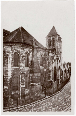 CORBEIL-ESSONNES. - Eglise Saint-Spire de Corbeil. Abside et côté nord, Ch. W., sépia. 