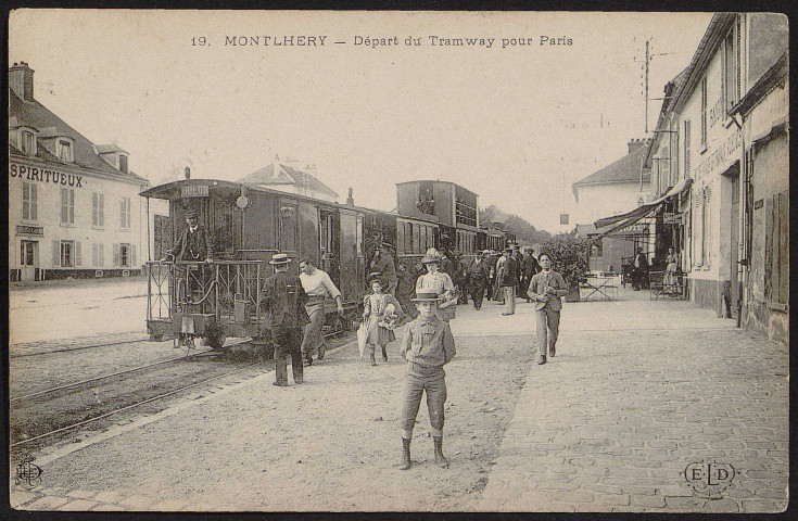 Montlhéry.- Départ du tramway pour Paris (26 janvier 1904). 