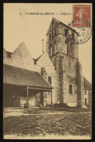 FORGES-LES-BAINS. - L'église. Edition Art Blanchard, 1922, 1 timbre à 10 centimes, sépia. 