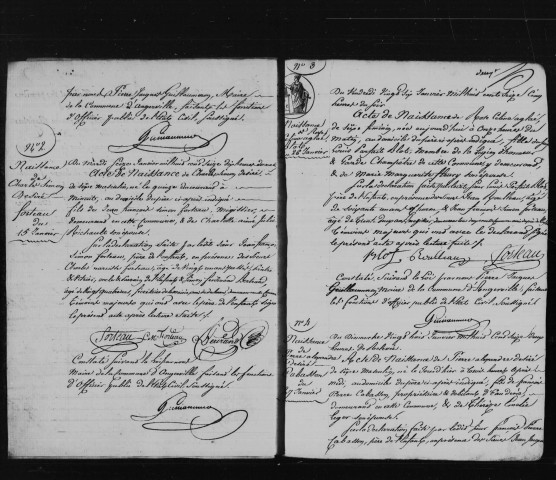 ANGERVILLE. Naissances : registre d'état civil (1816-1830). 