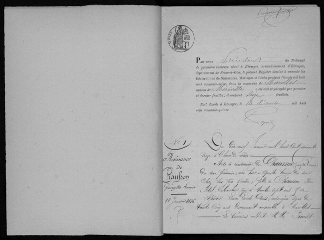 MAROLLES-EN-BEAUCE. Naissances, mariages, décès : registre d'état civil (1876-1890). 