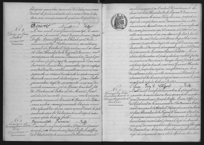 BALLANCOURT-SUR-ESSONNE.- Naissances, mariages, décès : registre d'état civil (1904). 