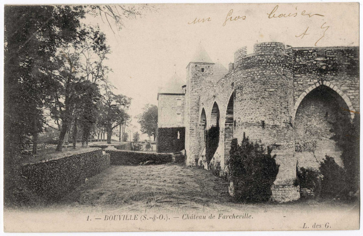 BOUVILLE. - Château de Farcheville, L. des G., 1903, 3 mots, 5 c, ad. 