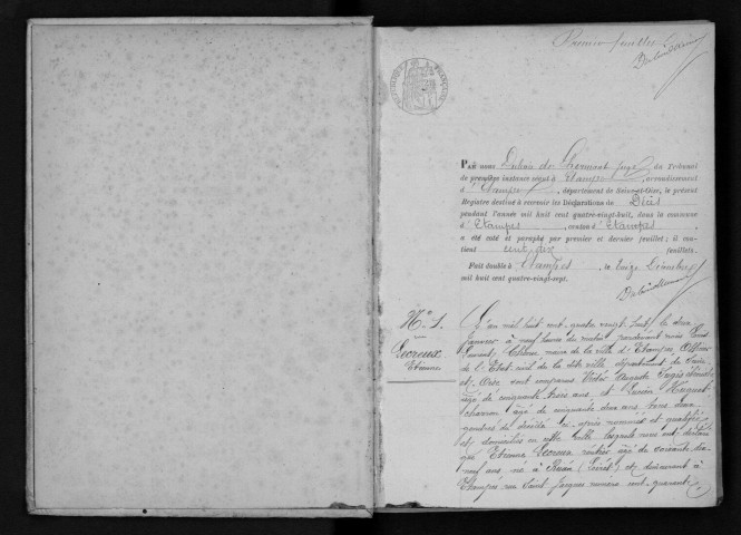 ETAMPES. Décès : registre d'état civil (1888). 