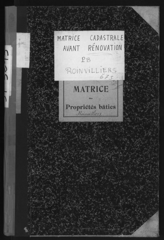 ROINVILLIERS. - Matrice des propriétés bâties [cadastre rénové en 1934]. 