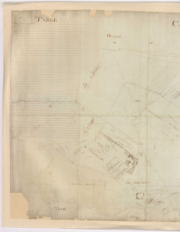 SOUZY-LA-BRICHE. - Plan du terroir de Souzy, bois des Emondants, XVIIIe siècle, 100 x 175 cm. 