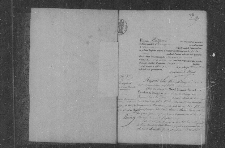MEREVILLE . Décès : registre d'état civil (1844-1860). 