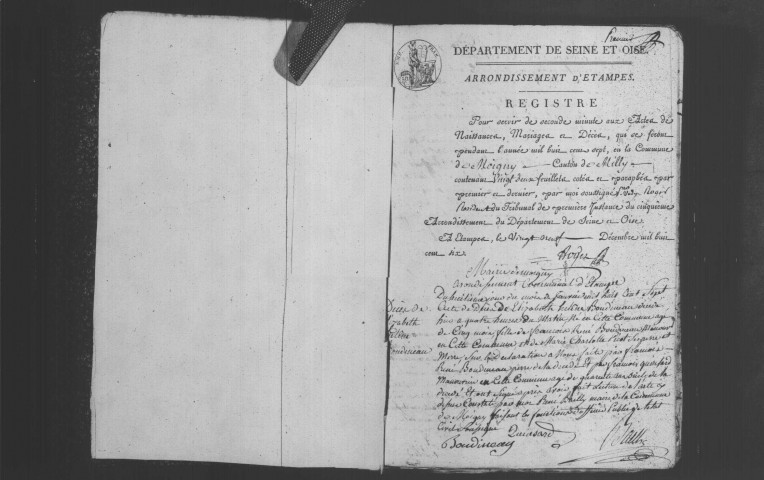 MOIGNY-SUR-ECOLE. Naissances, mariages, décès : registre d'état civil (1807-1821). 