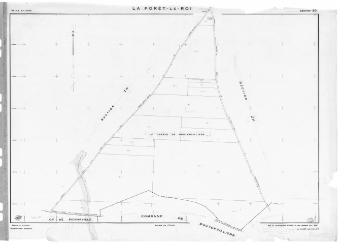 FORET-LE-ROI (la).- Cadastre révisé pour 1938 : plan du tableau d'assemblage ; cadastre renouvelé pour 1956 : plans de la section ZA, section ZG, (3 plans]. 