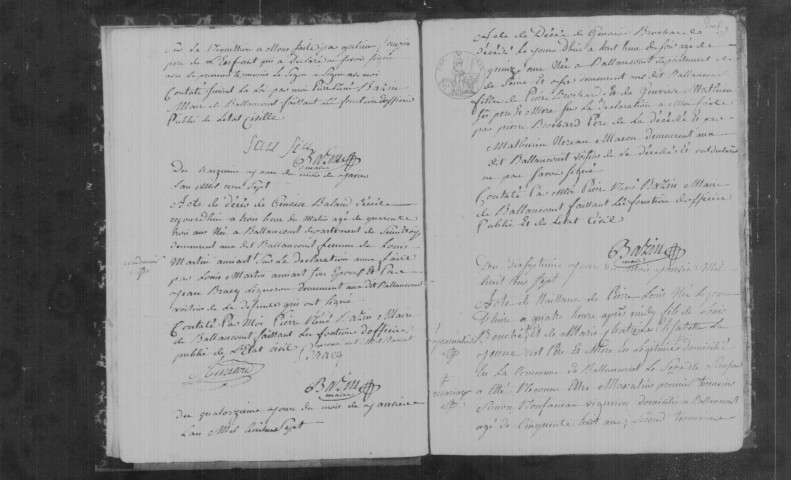 BALLANCOURT-SUR-ESSONNE. Naissances, mariages, décès : registre d'état civil (1807-1814). 