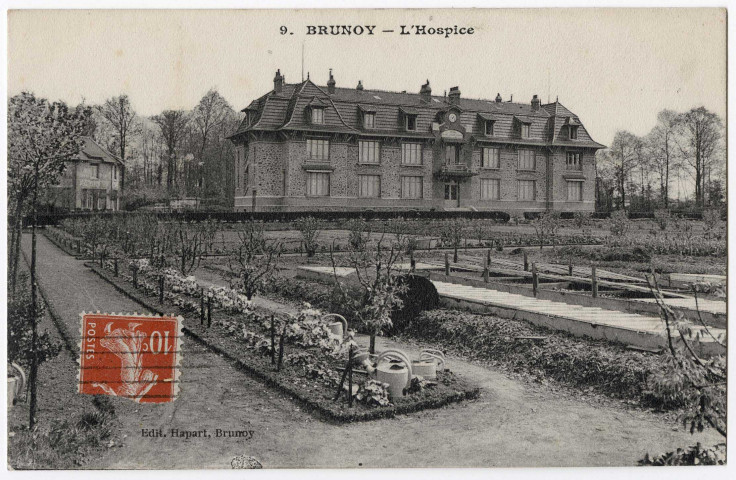 BRUNOY. - L'hospice, Hapart, 1915, 13 lignes, 10 c, ad. 