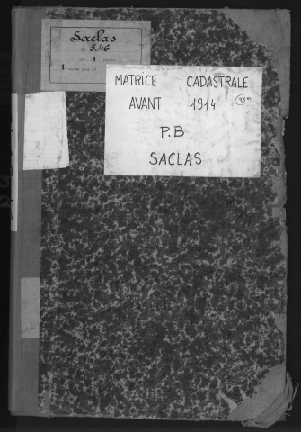 SACLAS. - Matrice des propriétés bâties [cadastre rénové en 1962]. 