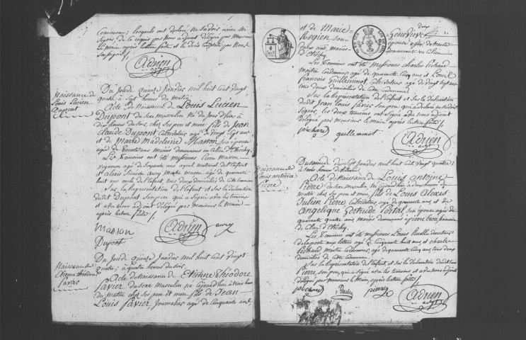 ETRECHY. Naissances, mariages, décès : registre d'état civil (1824-1834). 