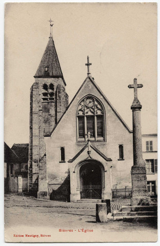 BIEVRES. - L'église, Montigny, 1913, 9 lignes, 10 c, ad., sépia. 
