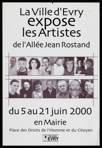 EVRY. - Exposition : la ville d'Evry expose les artistes de l'allée Jean Rostand, Place des droit de l'homme et du citoyen, 5 juin-21 juin 2000. 