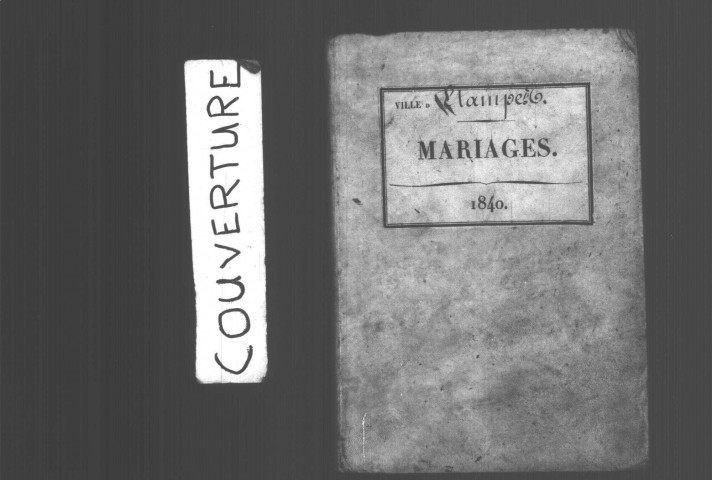 ETAMPES. Mariages : registre d'état civil (1840). 