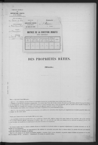 SAINT-MAURICE-MONTCOURONNE. - Matrice des propriétés bâties [cadastre rénové en 1934]. 