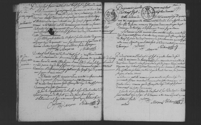 BOUTIGNY-SUR-ESSONNE. Naissances, mariages, décès : registre d'état civil (1827-1844). 