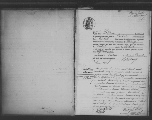 CORBEIL. Décès : registre d'état civil (1876). 