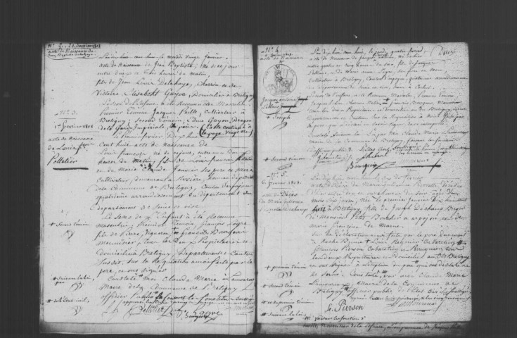 BRETIGNY-SUR-ORGE. Naissances, mariages, décès : registre d'état civil (1808-1815). 