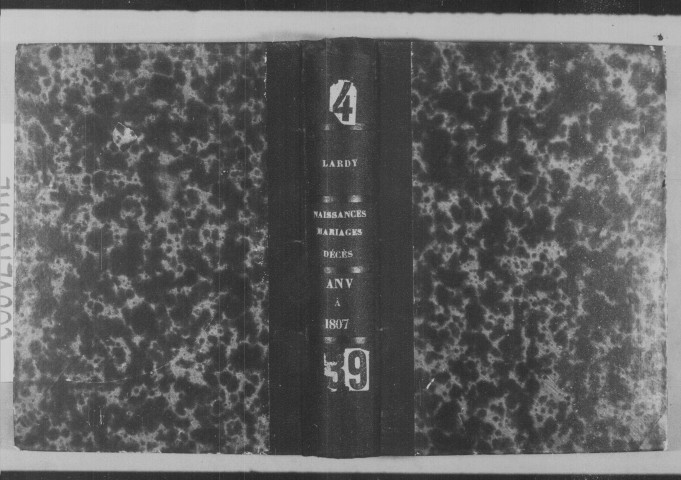 LARDY. Naissances, mariages, décès : registre d'état civil (an V-1807). [mariages (an VII et les six premiers mois de l'an VIII), voir 4E1469]. 