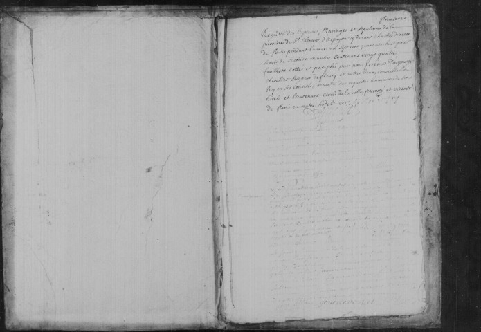 ARPAJON. Paroisse Saint-Clément. - Baptêmes, mariages, sépultures : registre paroissial (1747-1758). 