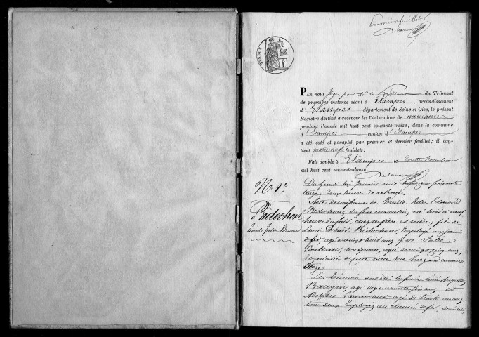 ETAMPES. Naissances : registre d'état civil (1873). 