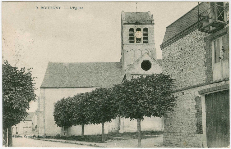 BOUTIGNY-SUR-ESSONNE. - L'église, Cordier, 1911, 1 mot, 5 c, ad. 