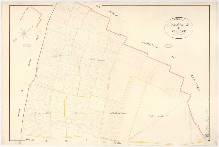 VILLABE. - Section B : Village (le), 1ère feuille. 