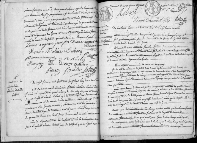 GRIGNY. Naissances, mariages, décès : registre d'état civil (1828-1842). 