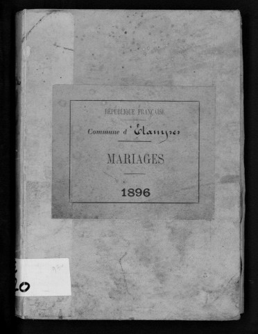 ETAMPES. Mariages : registre d'état civil (1896). 