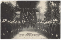 ESSONNES. - Inauguration des nouvelles écoles. Pose de la première pierre de l'hôtel de ville. M. Th. Steeg, ministre de l'Instruction publique se rendant au vin d'honneur, Beaugeard, 14 mai 1911. 