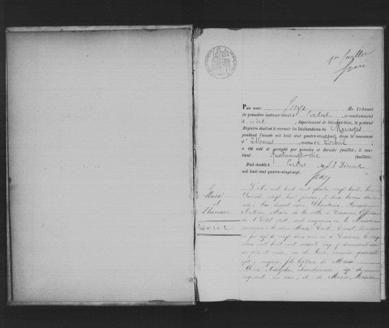 ESSONNES. Mariages : registre d'état civil (1888). 