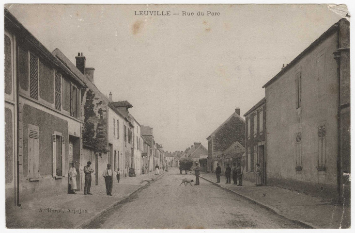 LEUVILLE-SUR-ORGE. - Rue du parc. Borné (1906), 5 lignes, 10 c, ad. 