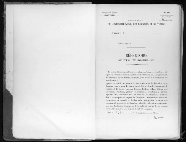 Conservation des hypothèques de CORBEIL. - Répertoire des formalités hypothécaires, volume n° 678 : A-Z (registre ouvert en 1949). 