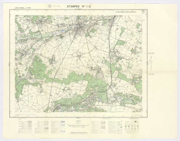 ETAMPES n° 1 et 2. - Secteur ARPAJON - BREUILLET - BOURAY-SUR-JUINE, Institut géographique national, [s.d.]. Ech. 1/25 000. Coul. Dim. 0,56 x 0,73. 