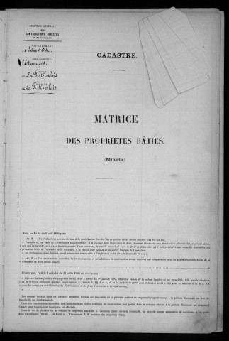 FERTE-ALAIS (LA). - Matrice des propriétés bâties [cadastre rénové en 1957]. 