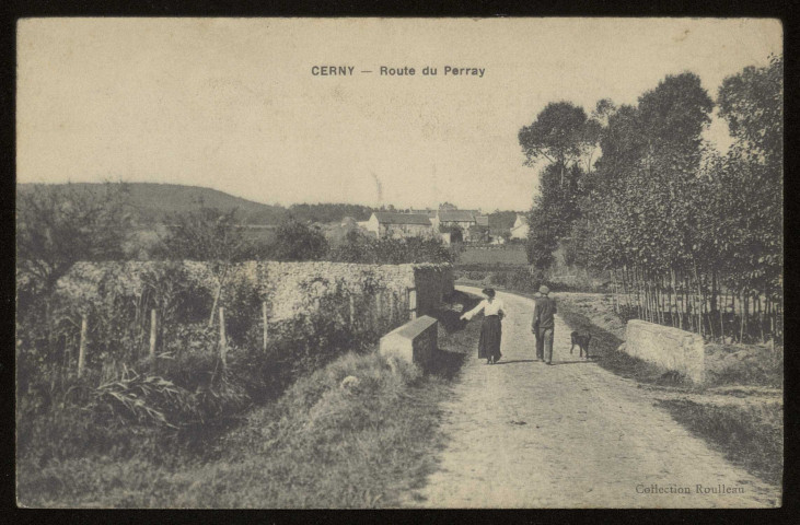 CERNY. - Route du Perray. Collection Roulleau, 1911, 2 timbres à 5 centimes. 