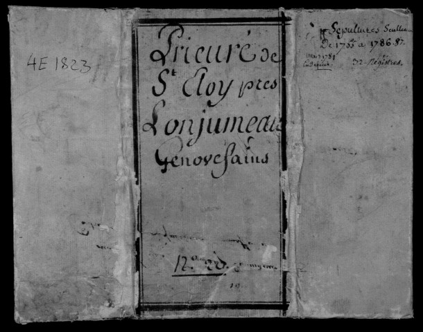 LONGJUMEAU. Prieuré Saint-Eloy : Sépultures : registre paroissial (1773-1787). 