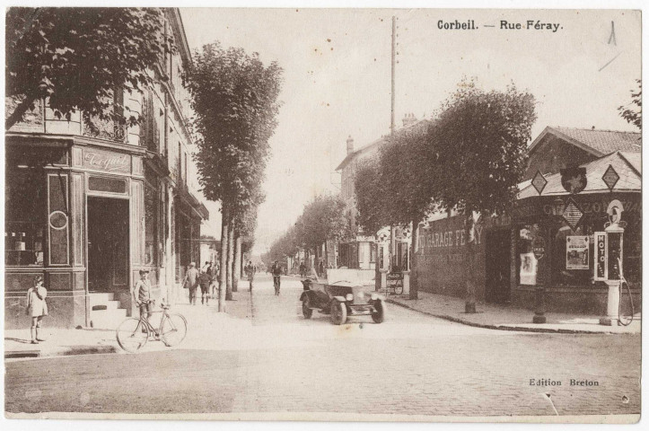 CORBEIL-ESSONNES. - Rue Féray et garage féray et vente d'essence, Breton 