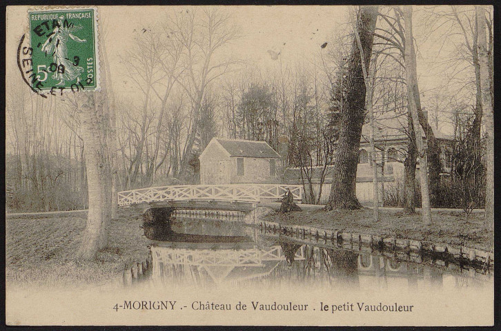 MORIGNY-CHAMPIGNY.- Petit-Vaudouleur : Château de Vaudouleur et la Juine (5 mars 1909).