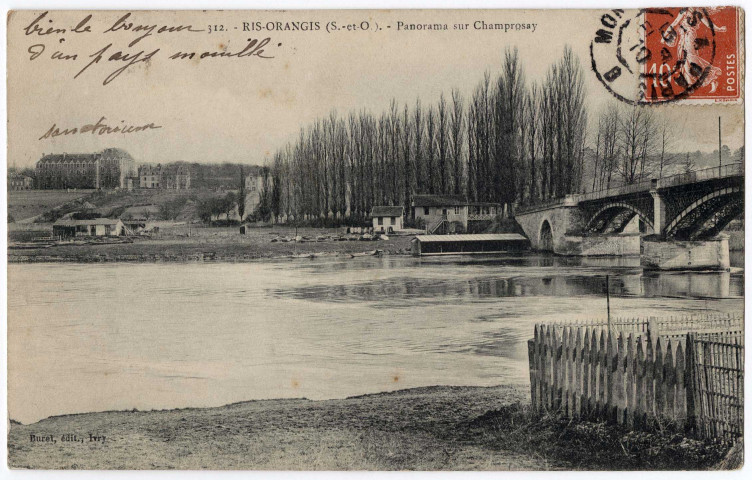 DRAVEIL. - Panorama sur Champrosay. Buret (1910), 6 lignes, 10 c, ad. 