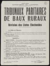 Essonne [Département]. - Tribunaux paritaires de Baux ruraux. Révision des listes électorales, 23 août 1972. 