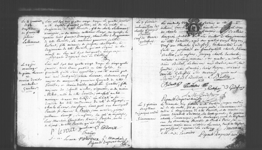 CHILLY-MAZARIN. Paroisse Saint-Etienne : Baptêmes, mariages, sépultures : registre paroissial (1784-1792). 