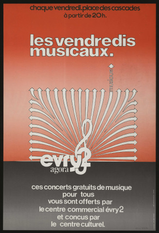 EVRY. - Concerts de musique gratuits : les vendredis musicaux, Place des cascades (1977). 
